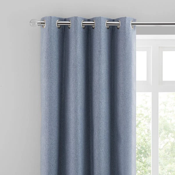 Dunelm Luna Brushed Dusky Blue Blackout Eyelet Curtains