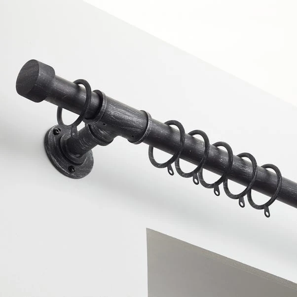 Dunelm Holborn Black Extendable Curtain Pole Dia. 25/28mm