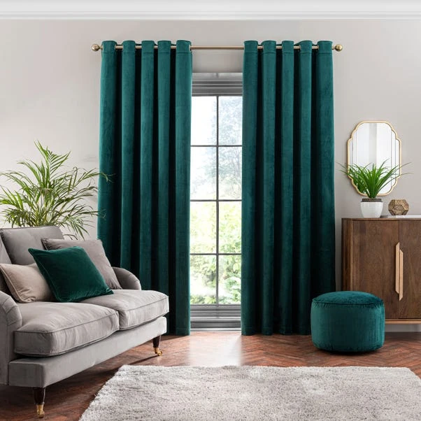 Dunelm Isla Ultra Blackout Emerald Eyelet Curtains - Image 2