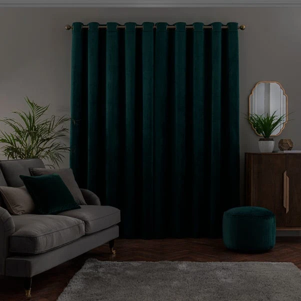 Dunelm Isla Ultra Blackout Emerald Eyelet Curtains - Image 4