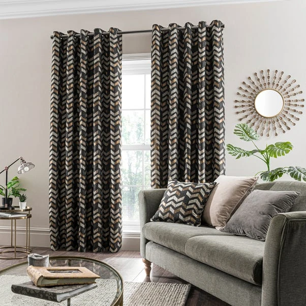 Dunelm Zena Black Eyelet Curtains - Image 2