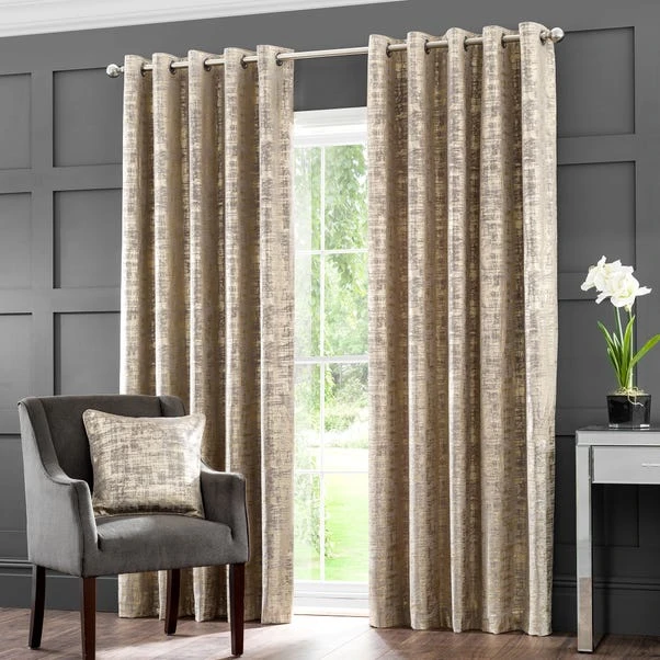 Dunelm Romano Gold Velour Eyelet Curtains - Image 2