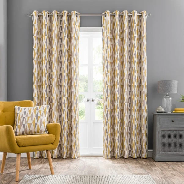 Dunelm Triangle Chenille Jacquard Eyelet Curtains - Image 2