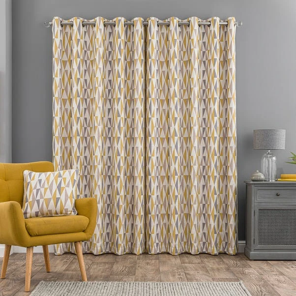 Dunelm Triangle Chenille Jacquard Eyelet Curtains - Image 4