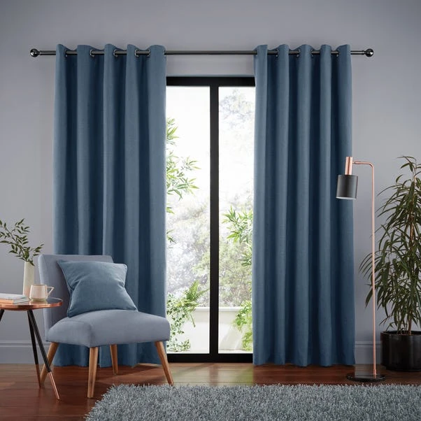 Dunelm Jennings Ashley Blue Thermal Eyelet Curtains - Image 2