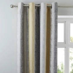 Luxury Collection Sadie Stripe Ochre Eyelet Curtains