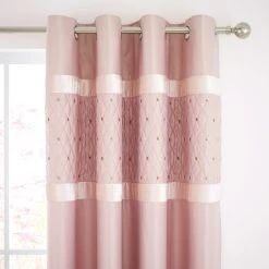 Catherine Lansfield Blush Sequin Cluster Eyelet Curtains