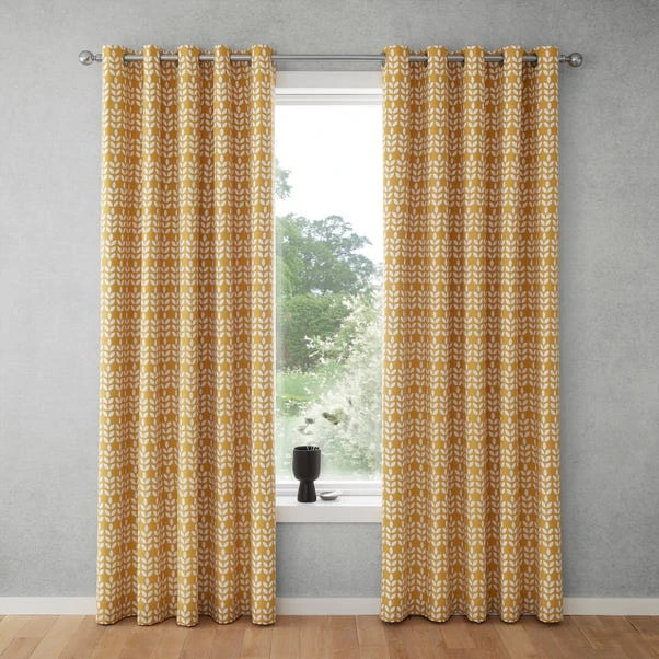 Elements Vete Ochre Reversible Blackout Eyelet Curtains - Image 2