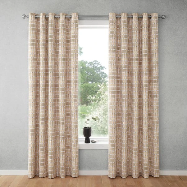 Elements Vete Ochre Reversible Blackout Eyelet Curtains - Image 4