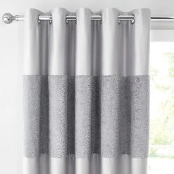Dunelm Beverley Luxe Charcoal Blackout Eyelet Curtains