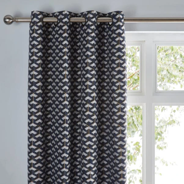 Dunelm Symmetry Navy Eyelet Curtains