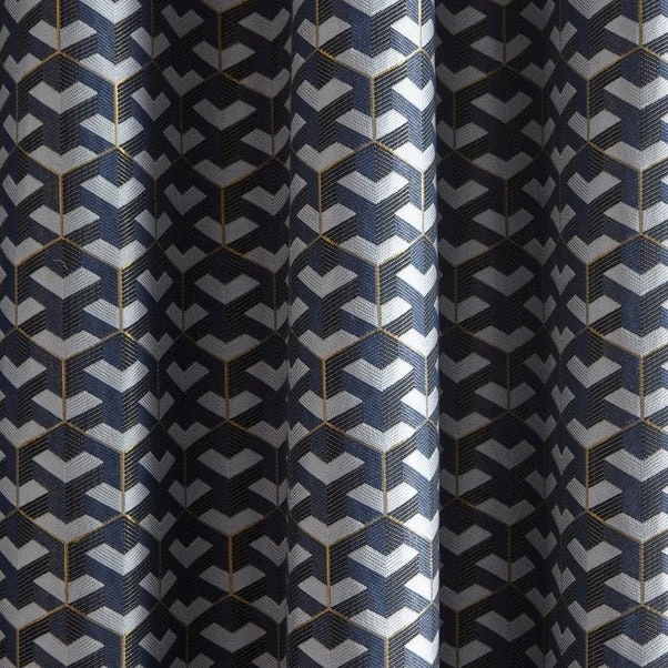 Dunelm Symmetry Navy Eyelet Curtains - Image 2