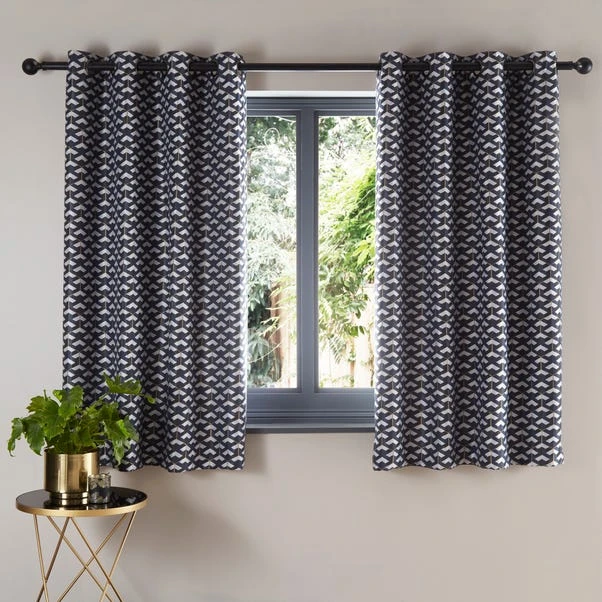 Dunelm Symmetry Navy Eyelet Curtains - Image 4