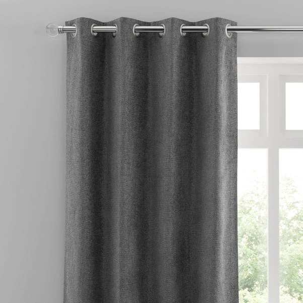 Luxury Collection Oxford Charcoal Chenille Eyelet Curtains