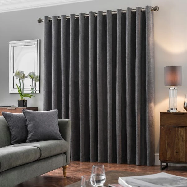 Luxury Collection Oxford Charcoal Chenille Eyelet Curtains - Image 4