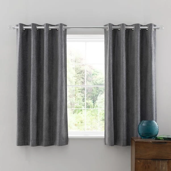 Luxury Collection Oxford Charcoal Chenille Eyelet Curtains - Image 5