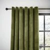 Dunelm Recycled Velour Olive Eyelet Curtains
