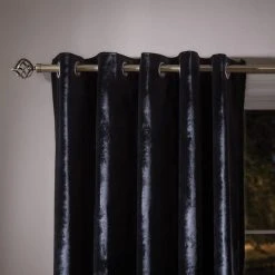 Dunelm Keston Velvet Black Eyelet Curtains