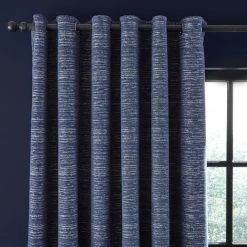 Dunelm Chenille Calvert Navy Eyelet Curtains