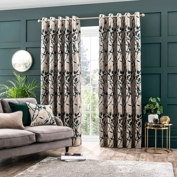 Dunelm Zen Peacock Jacquard Eyelet Curtains - Image 2