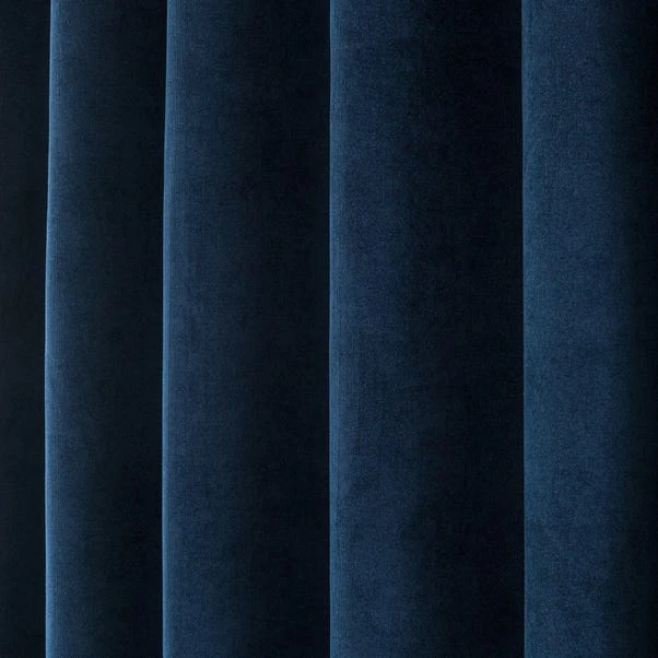 Dunelm Margot Velvet-Look Midnight Blue Eyelet Curtains - Image 3