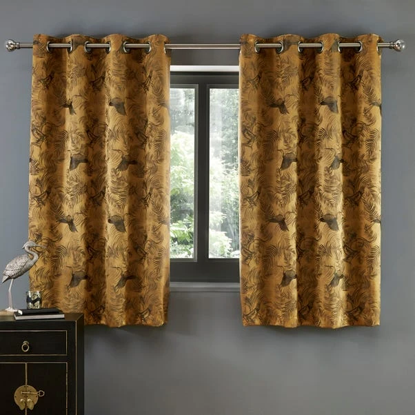 Dunelm Crane Old Gold Eyelet Curtains - Image 6
