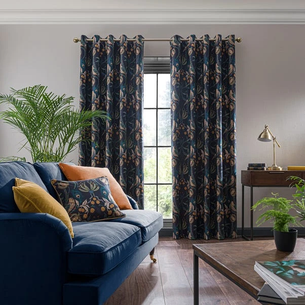 Dunelm Havisham Navy Eyelet Curtains - Image 2