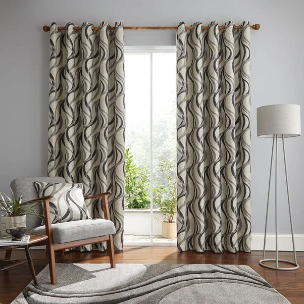 Dunelm Mirage Charcoal Eyelet Curtains - Image 2