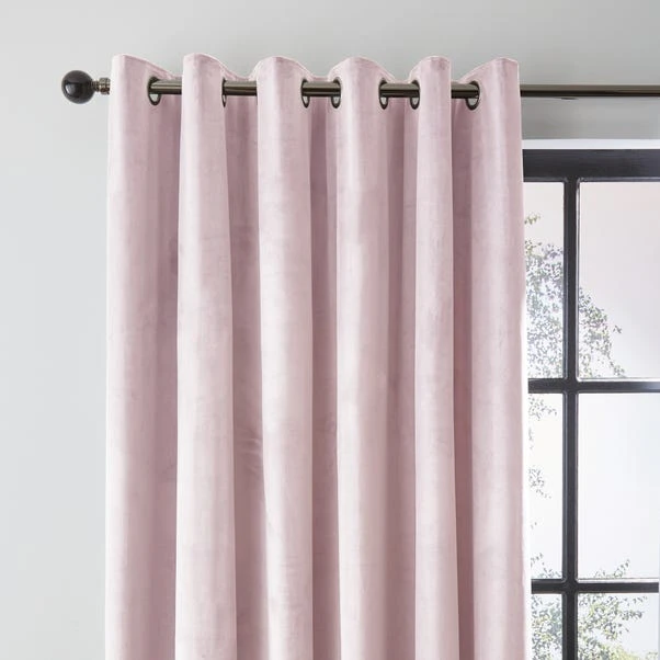 Dunelm Recycled Velour Blush Eyelet Curtains