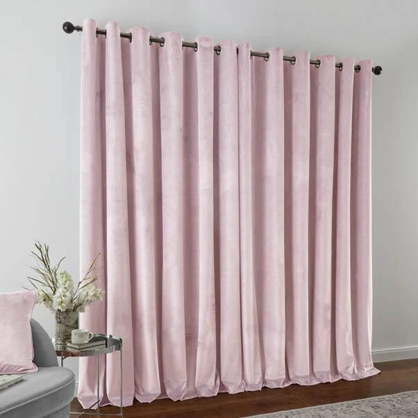 Dunelm Recycled Velour Blush Eyelet Curtains - Image 5