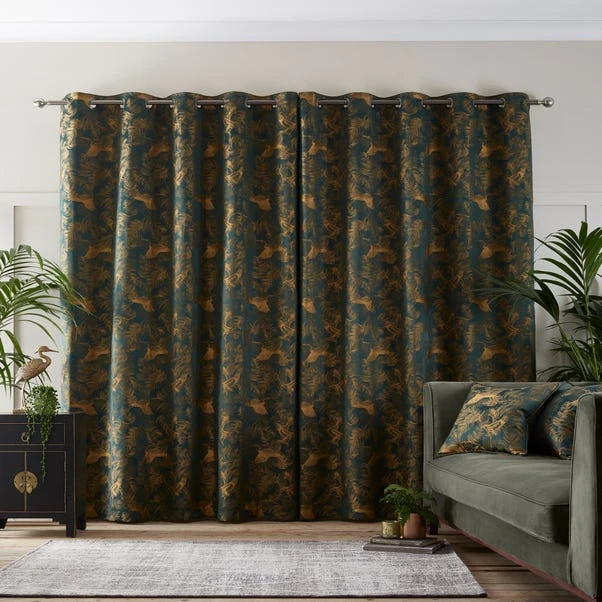 Dunelm Crane Emerald Eyelet Curtains - Image 5