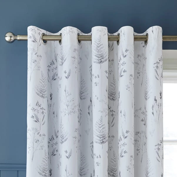 Dorma Purity Botanical 100% Cotton Grey Eyelet Curtains