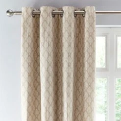 Dunelm Connor Tree Warm Sand Eyelet Curtains