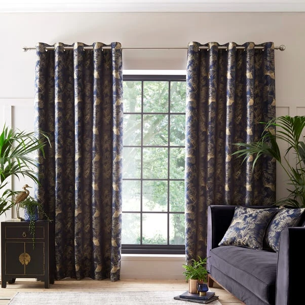 Dunelm Crane Navy Eyelet Curtains - Image 2