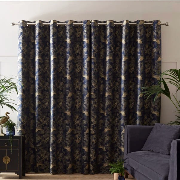 Dunelm Crane Navy Eyelet Curtains - Image 5