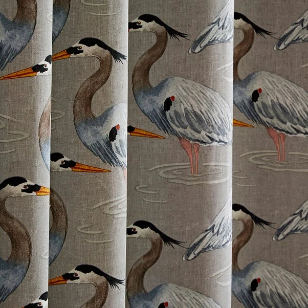 Natural History Museum Heron Natural Eyelet Curtains - Image 3