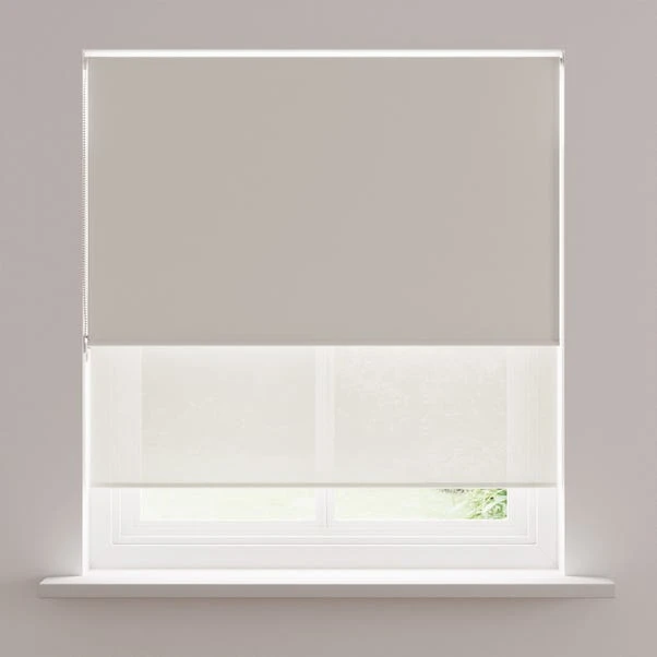 Dunelm Sheer Dove Grey Blackout Double Roller Blind