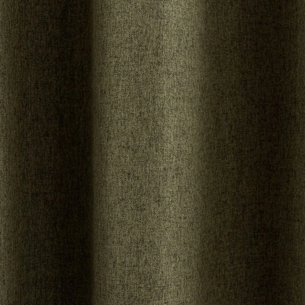 Dunelm Luna Brushed Olive Blackout Eyelet Curtains - Image 3