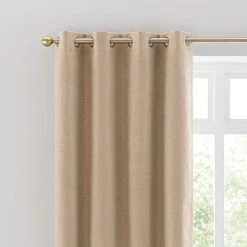 Dunelm Luna Brushed Dark Sand Blackout Eyelet Curtains