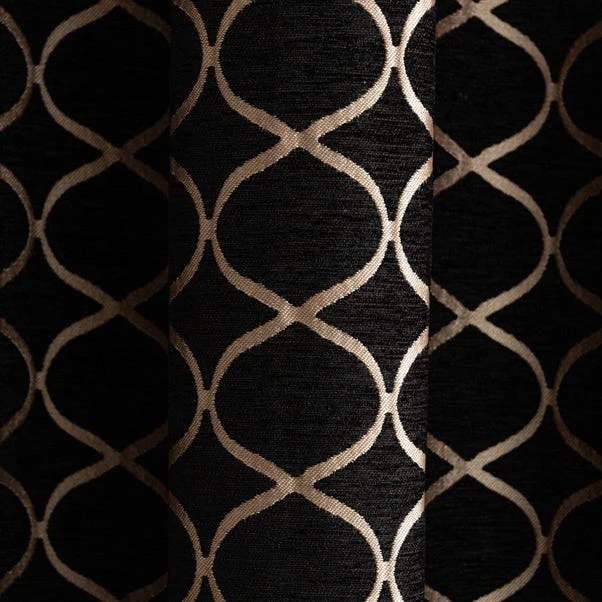 Luxury Collection Chenille Ogee Black Eyelet Curtains - Image 3