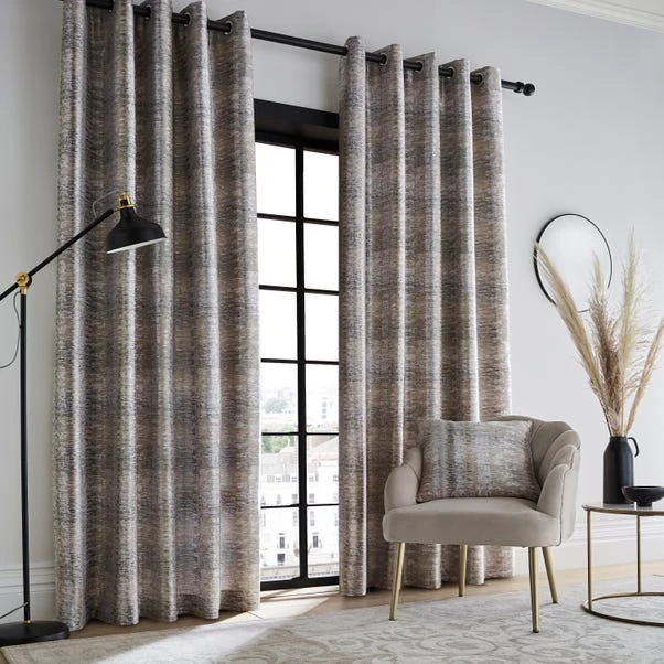 Dunelm Islington Stripe Champagne Eyelet Curtains - Image 2