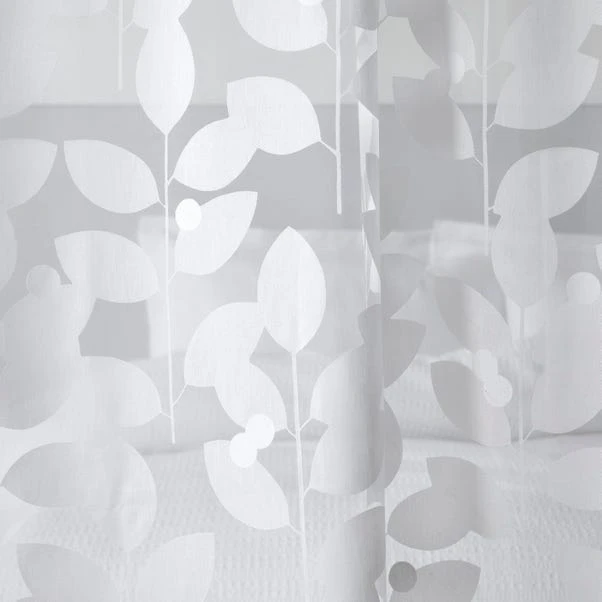 Dunelm Elements Modern Leaf Burn Out Multicoloured Slot Top Voile Panel - Image 3