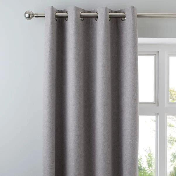 Dunelm Luna Brushed Mid Grey Blackout Eyelet Curtains