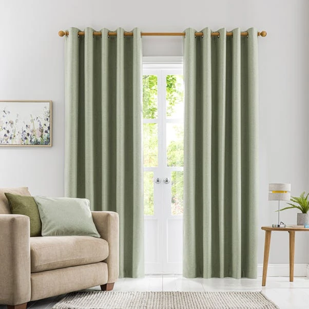 Dunelm Luna Brushed Sage Blackout Eyelet Curtains - Image 2