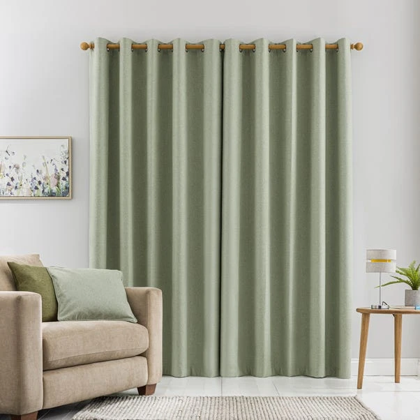 Dunelm Luna Brushed Sage Blackout Eyelet Curtains - Image 4