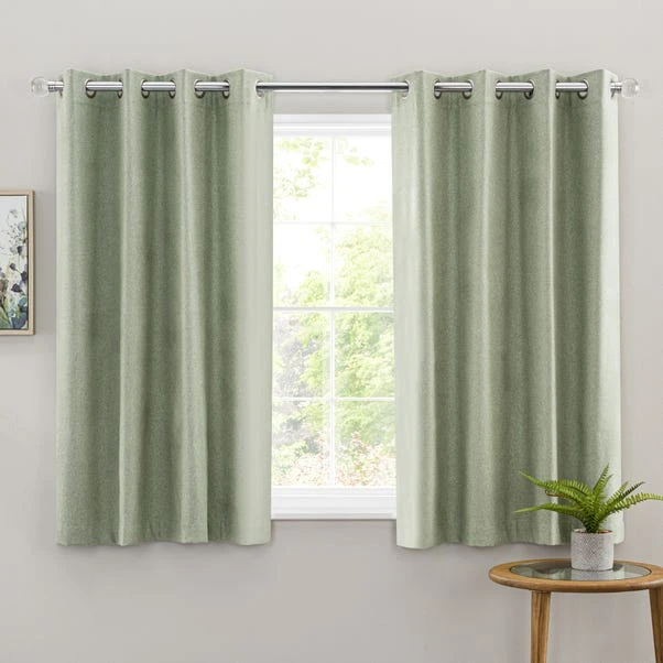 Dunelm Luna Brushed Sage Blackout Eyelet Curtains - Image 5