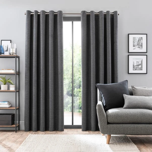 Dunelm Zodiac Charcoal Blackout Eyelet Curtains - Image 2