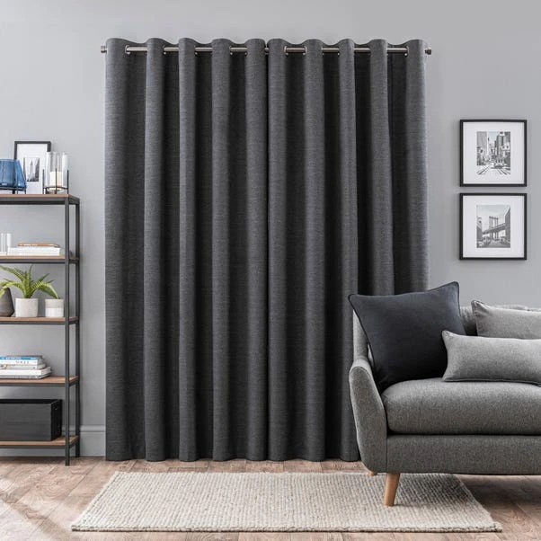 Dunelm Zodiac Charcoal Blackout Eyelet Curtains - Image 4