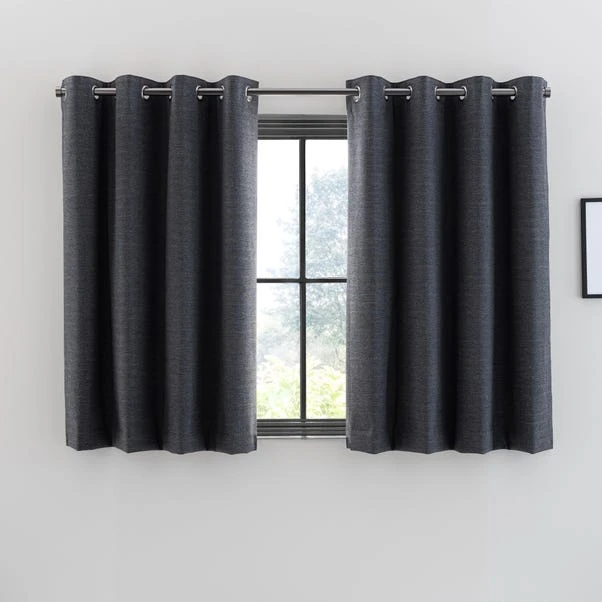 Dunelm Zodiac Charcoal Blackout Eyelet Curtains - Image 5