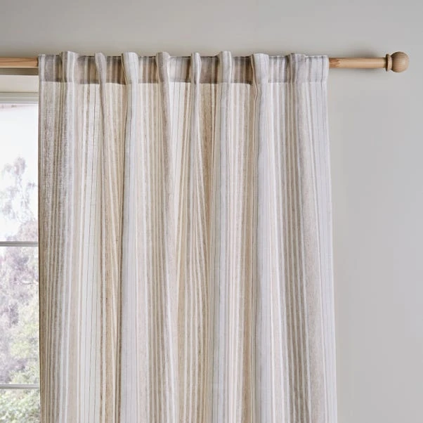 Churchgate Linen Stripe Hidden Tab Top Voile